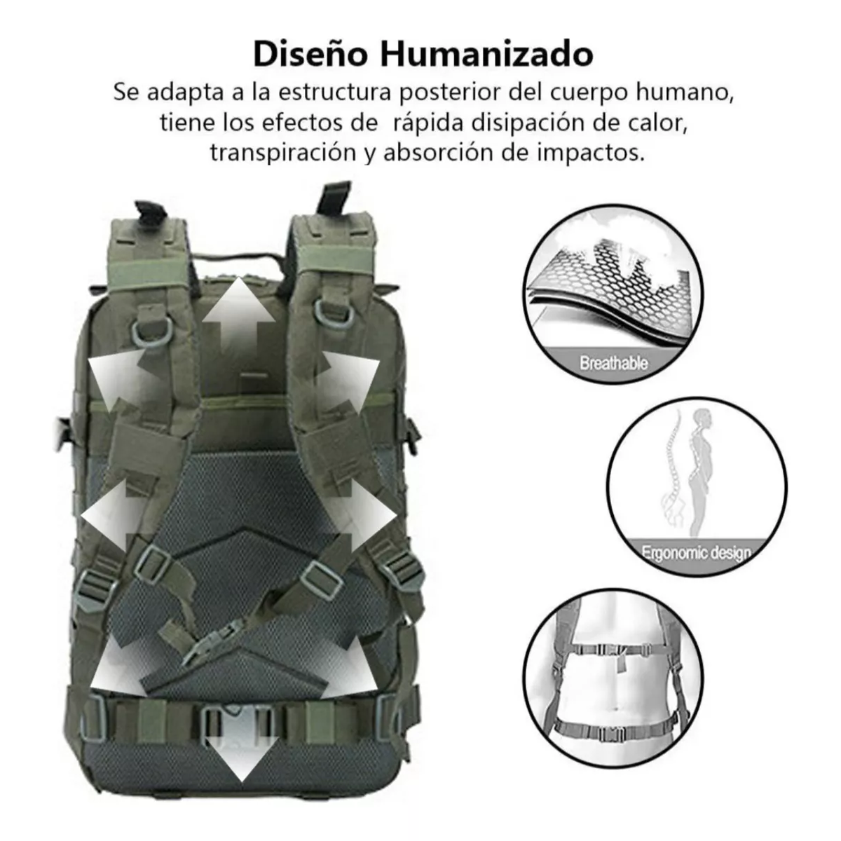 Foto 4 pulgar | Mochila Táctica Multifuncional Para Exteriores De 45 L Eo Safe Imports Esi-14793-1 Verde