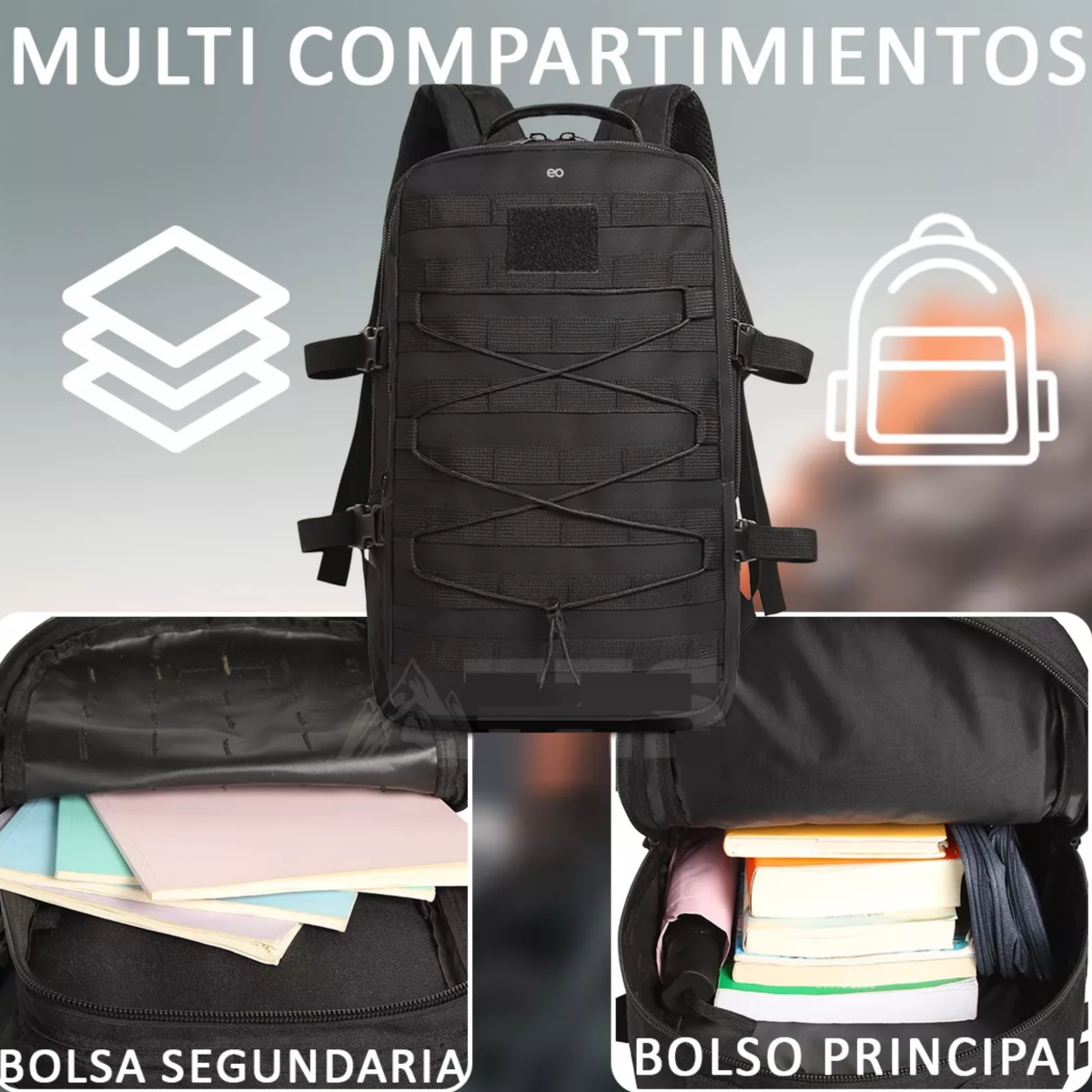 Foto 4 pulgar | Mochila Táctica Impermeable Para Laptop Campismo Oxford Eo Safe Imports Esi-13723-1 Negro