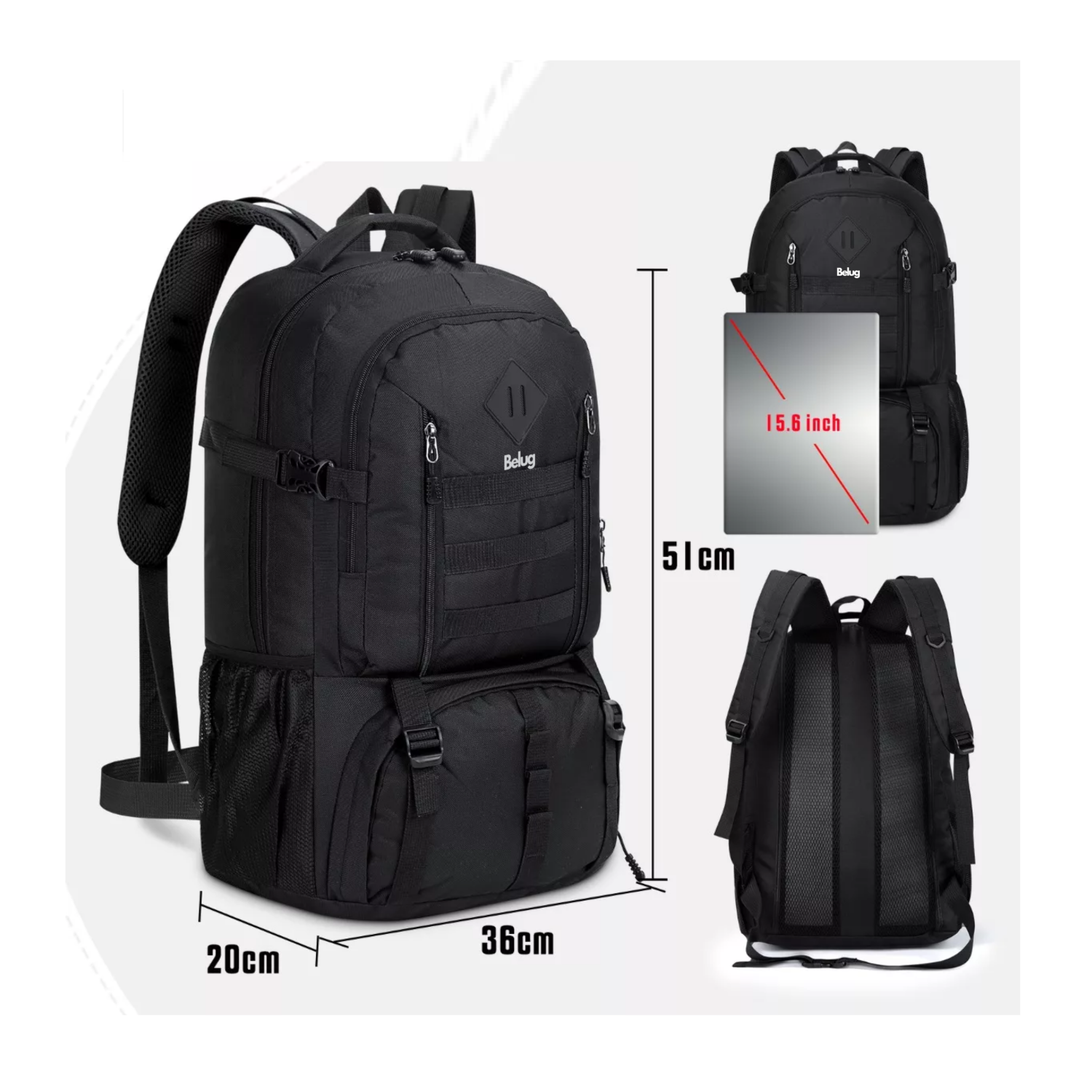 Foto 2 | Mochila Táctica Militar Impermeable Para Senderismo Belug De 50l Negro