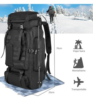 Foto 3 | Mochila Xtellar De Senderismo Mochila Cámping Impermeable 80l Color Negro Tela Oxford