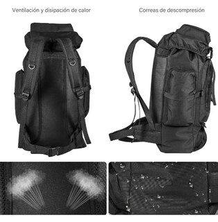 Foto 4 | Mochila Xtellar De Senderismo Mochila Cámping Impermeable 80l Color Negro Tela Oxford