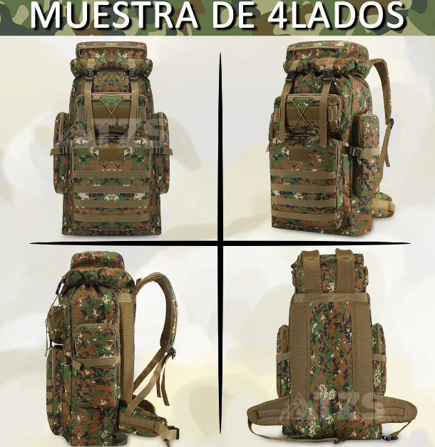 Foto 3 pulgar | Mochila Xtellar Táctica Militar 80l Campismo Senderismo Multifuncion