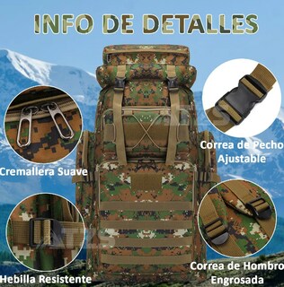 Foto 3 | Mochila Xtellar Táctica Militar 80l Campismo Senderismo Multifuncion