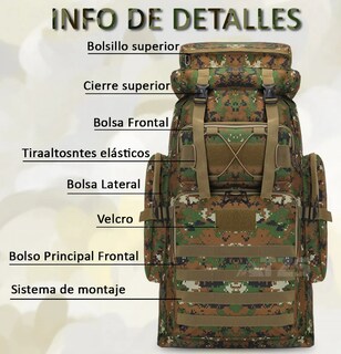 Foto 5 | Mochila Xtellar Táctica Militar 80l Campismo Senderismo Multifuncion