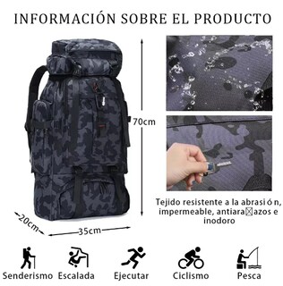 Foto 3 | Bolsa Xtellar Táctica Para Campar Y Montañismo Al Aire Libre De 80l Color Azul Oscuro