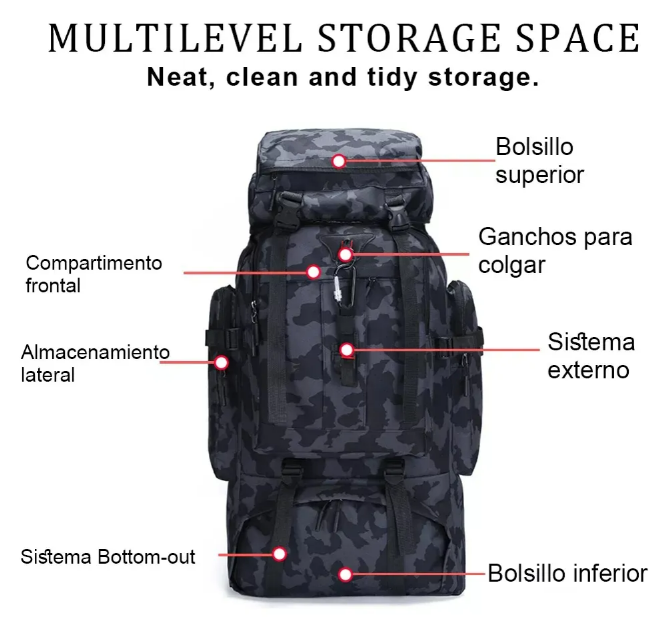 Foto 5 pulgar | Bolsa Xtellar Táctica Para Campar Y Montañismo Al Aire Libre De 80l Color Azul Oscuro