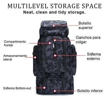 Foto 4 | Bolsa Xtellar Táctica Para Campar Y Montañismo Al Aire Libre De 80l Color Azul Oscuro