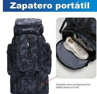 Foto 5 | Mochila Xtellar Táctica Para Acampar Y Montañismo Al Aire Libre De 80l Color Negro