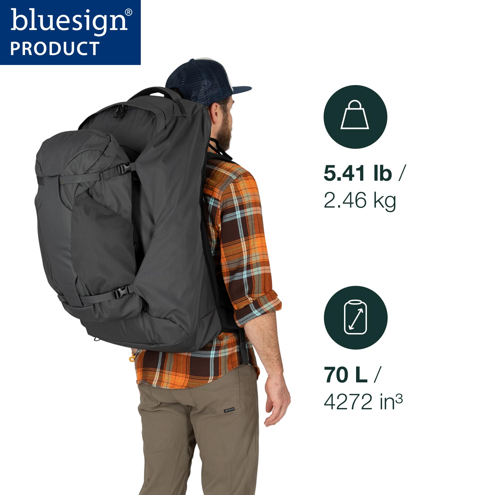 Foto 2 | Mochila De Viaje Osprey Farpoint 70l Para Hombre Tunnel Vision Grey - Venta Internacional.
