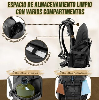Foto 2 | Mochila Multifuncional Xtellar De Estilo Militar Y 45l - Accesorios Incluidos - Negro Impactante