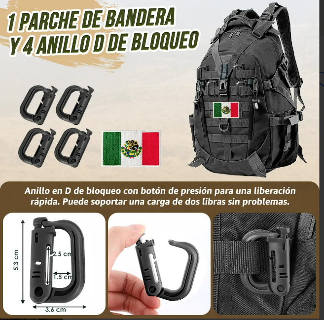 Foto 4 pulgar | Mochila Multifuncional Xtellar De Estilo Militar Y 45l - Accesorios Incluidos - Negro Impactante