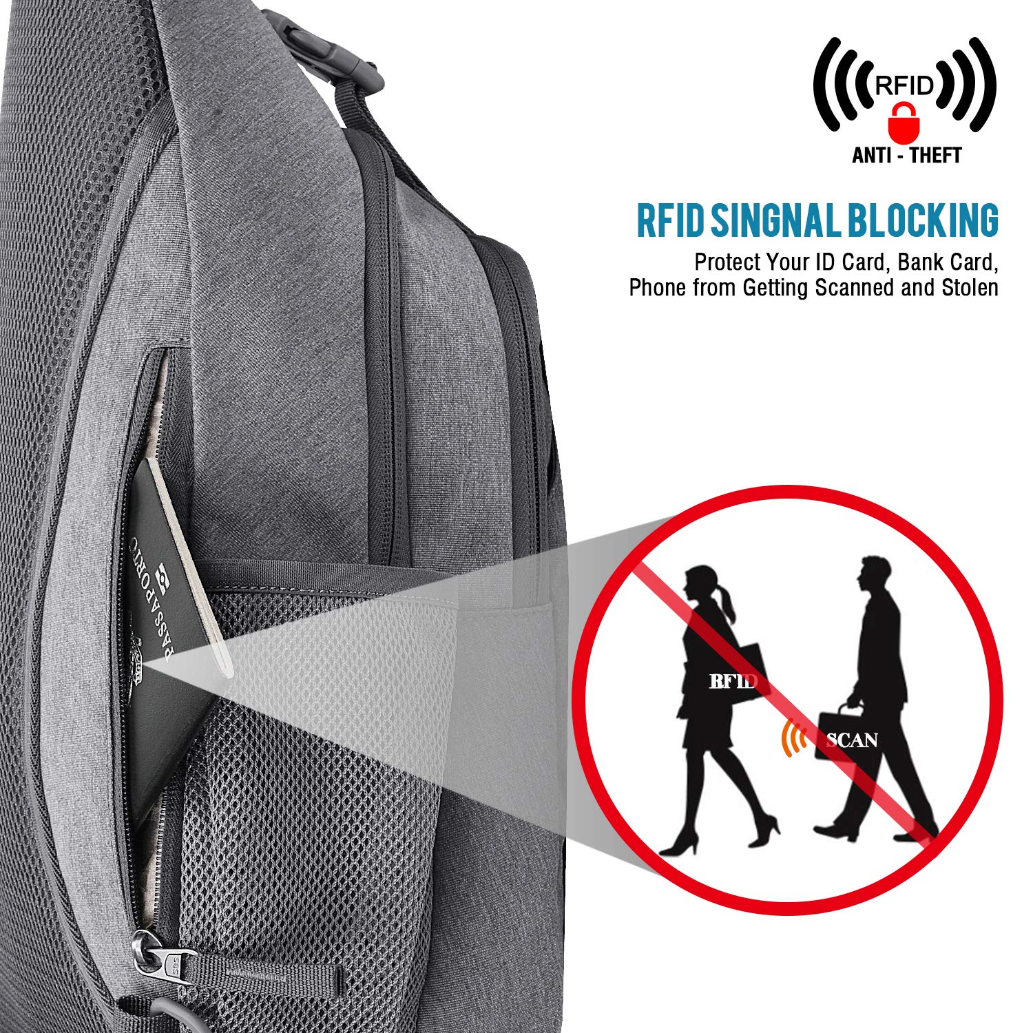 Foto 3 pulgar | Mochila Bandolera G4free Con Bloqueo Rfid, Gris - Venta Internacional.