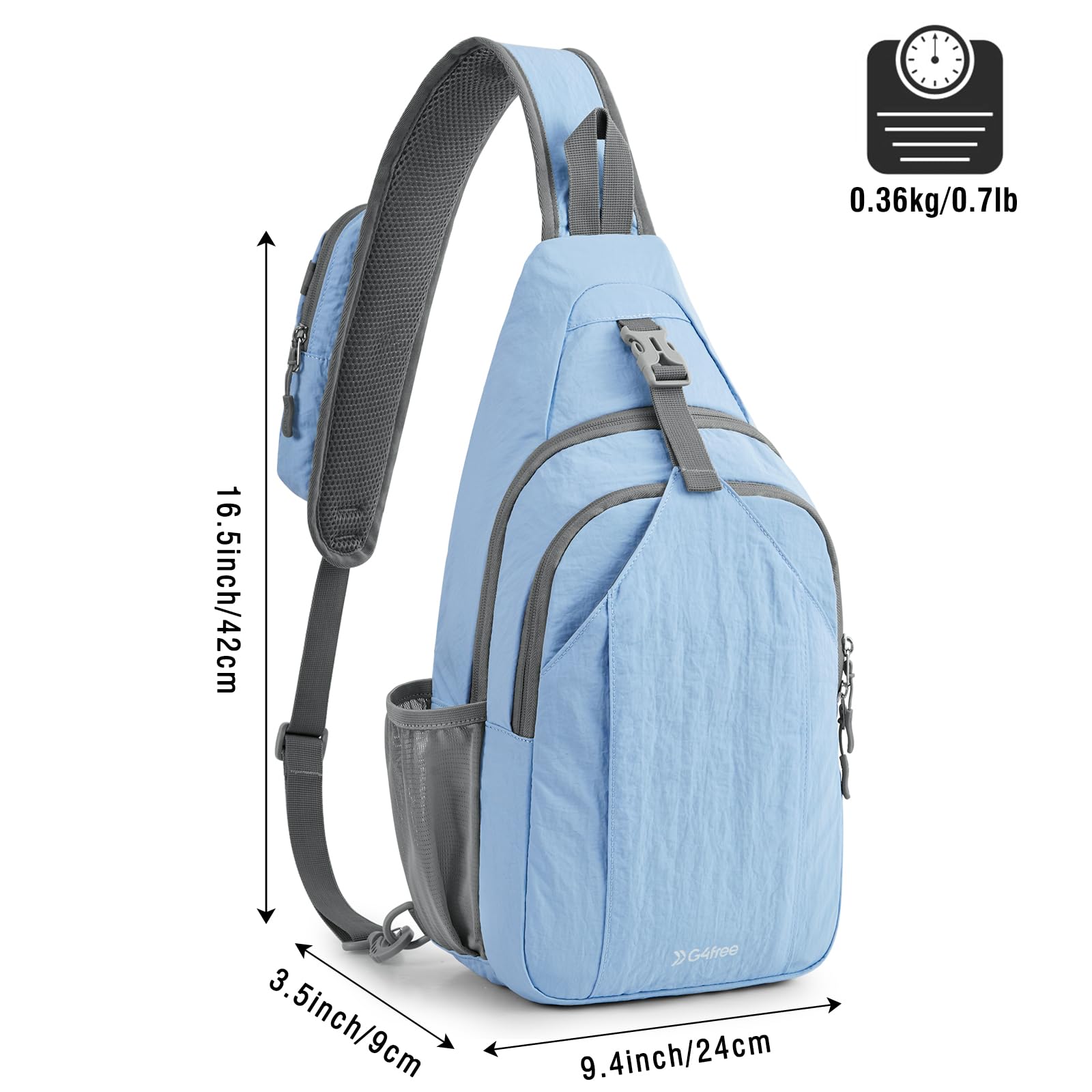 Foto 4 pulgar | Sling Bag G4free, Mochila Con Bloqueo Rfid, Azul Claro - Venta Internacional.