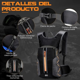Foto 3 | Mochila De Ciclismo De Viaje De Capacidad Extra Grande Eo Safe Imports Esi-19319 Naranja