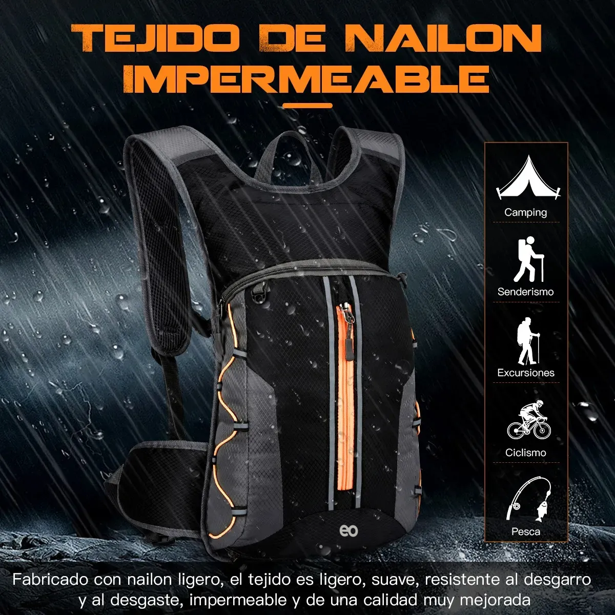 Foto 5 pulgar | Mochila De Ciclismo De Viaje De Capacidad Extra Grande Eo Safe Imports Esi-19319 Naranja