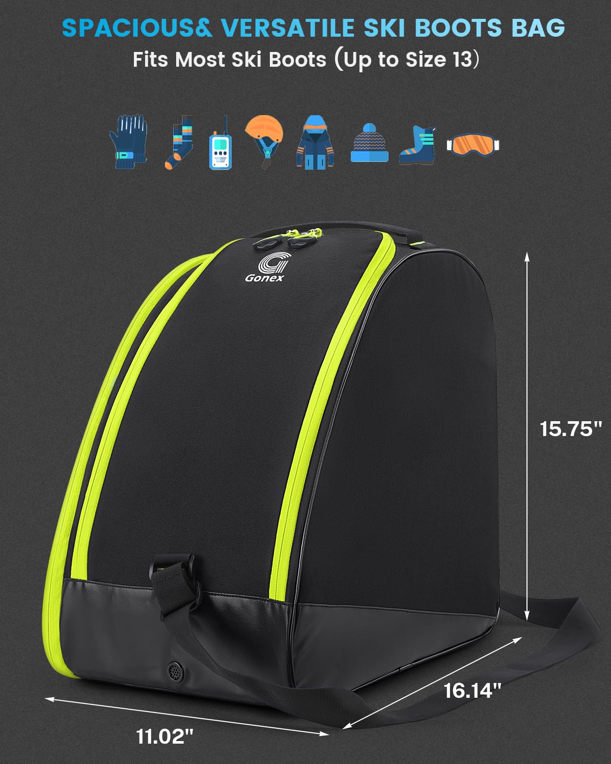 Foto 5 pulgar | Combo De Bolsa De Esquí Y Bolsa Para Botas Gonex, Resistente Al Agua, Color Negro - Venta Internacional.