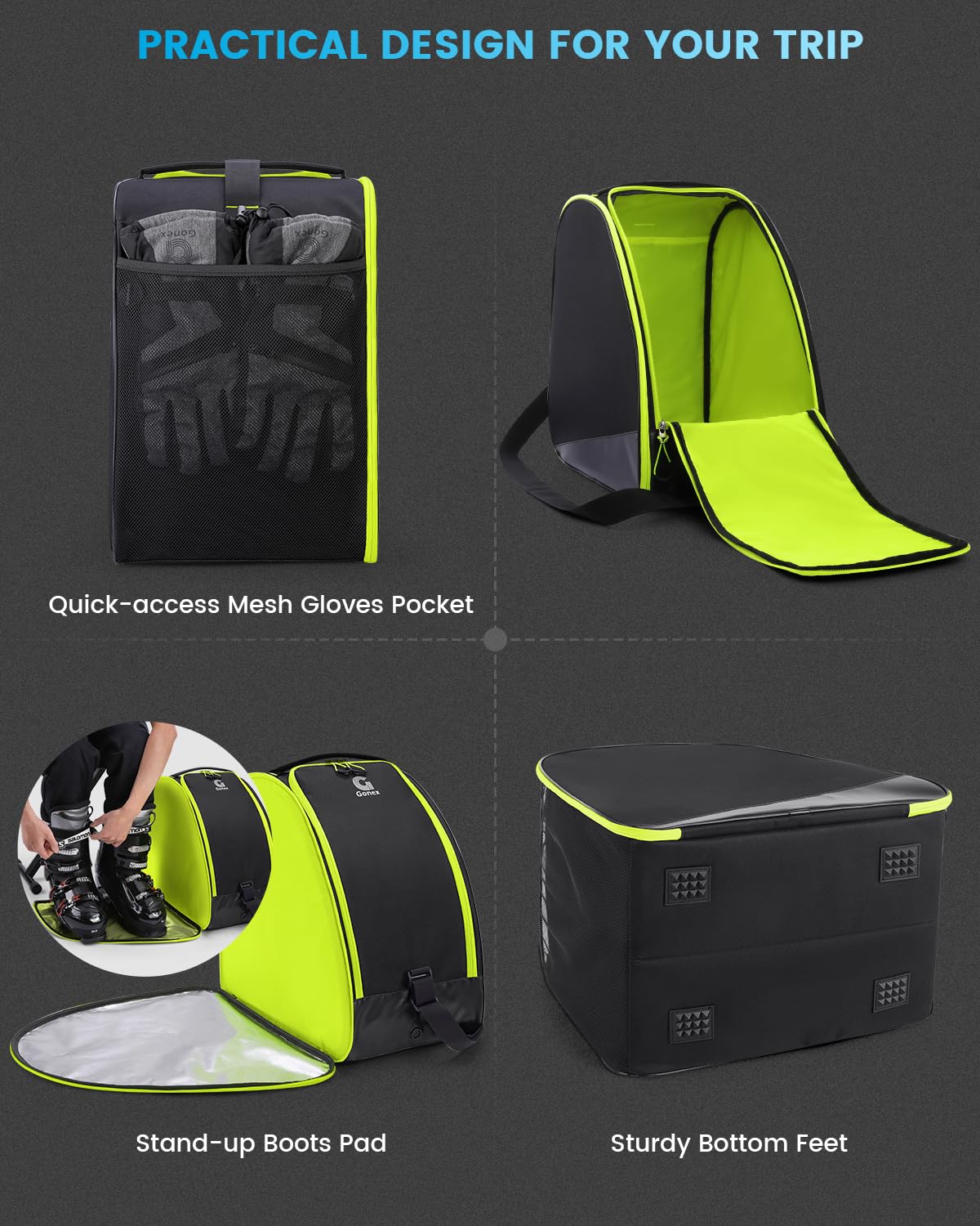 Foto 5 | Combo De Bolsa De Esquí Y Bolsa Para Botas Gonex, Resistente Al Agua, Color Negro - Venta Internacional.