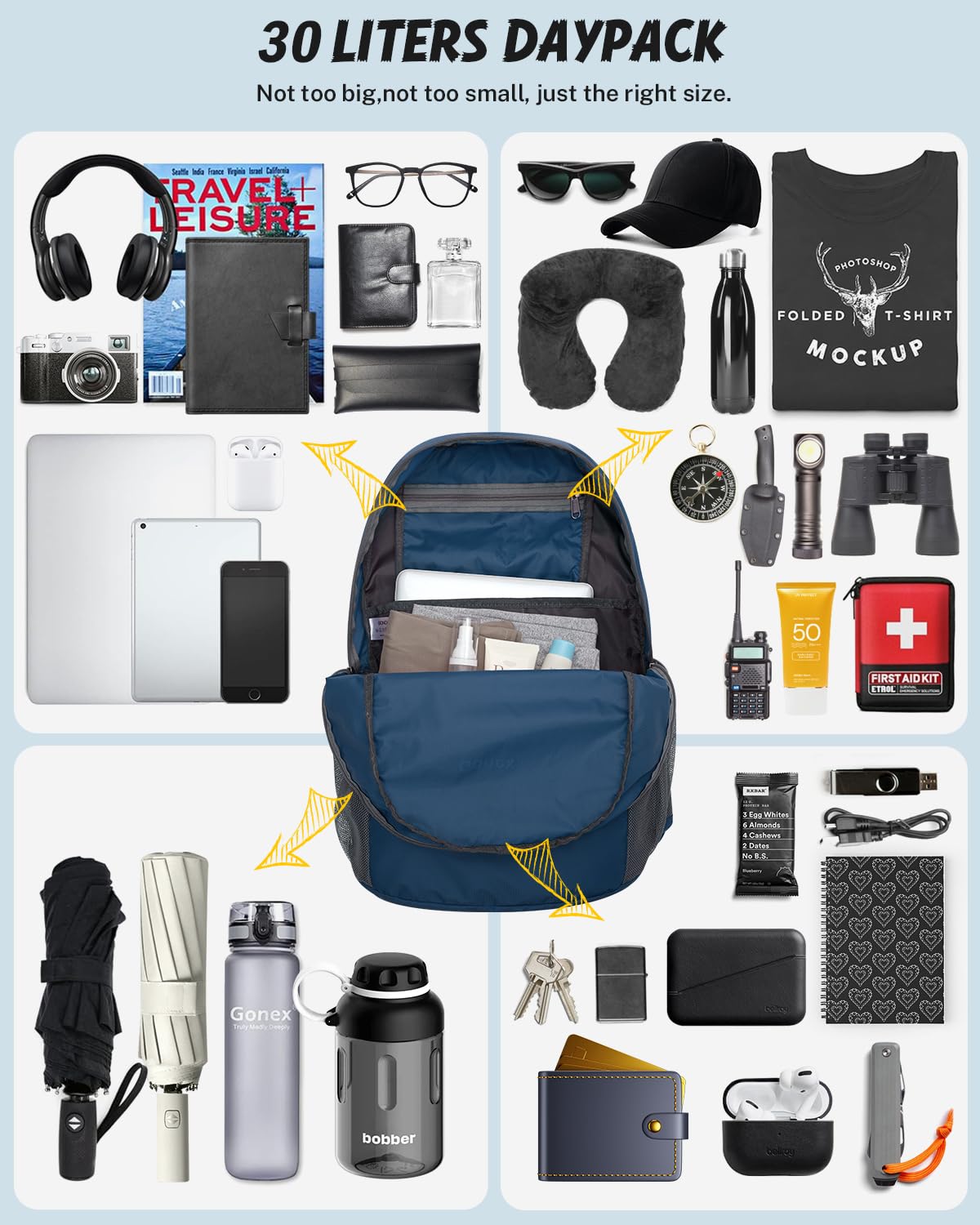 Foto 3 pulgar | Mochila Gonex Ultraligera, Plegable, Impermeable, 30 L - Venta Internacional.