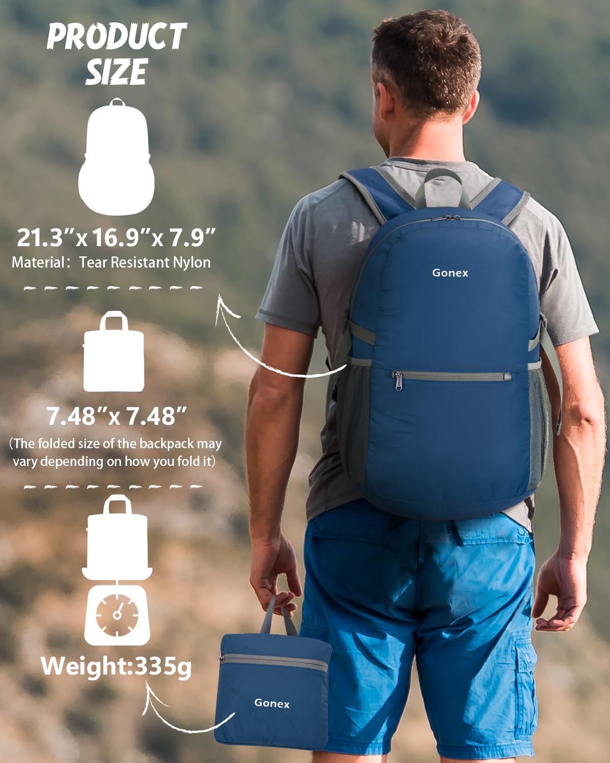 Foto 4 pulgar | Mochila Gonex Ultraligera, Plegable, Impermeable, 30 L - Venta Internacional.