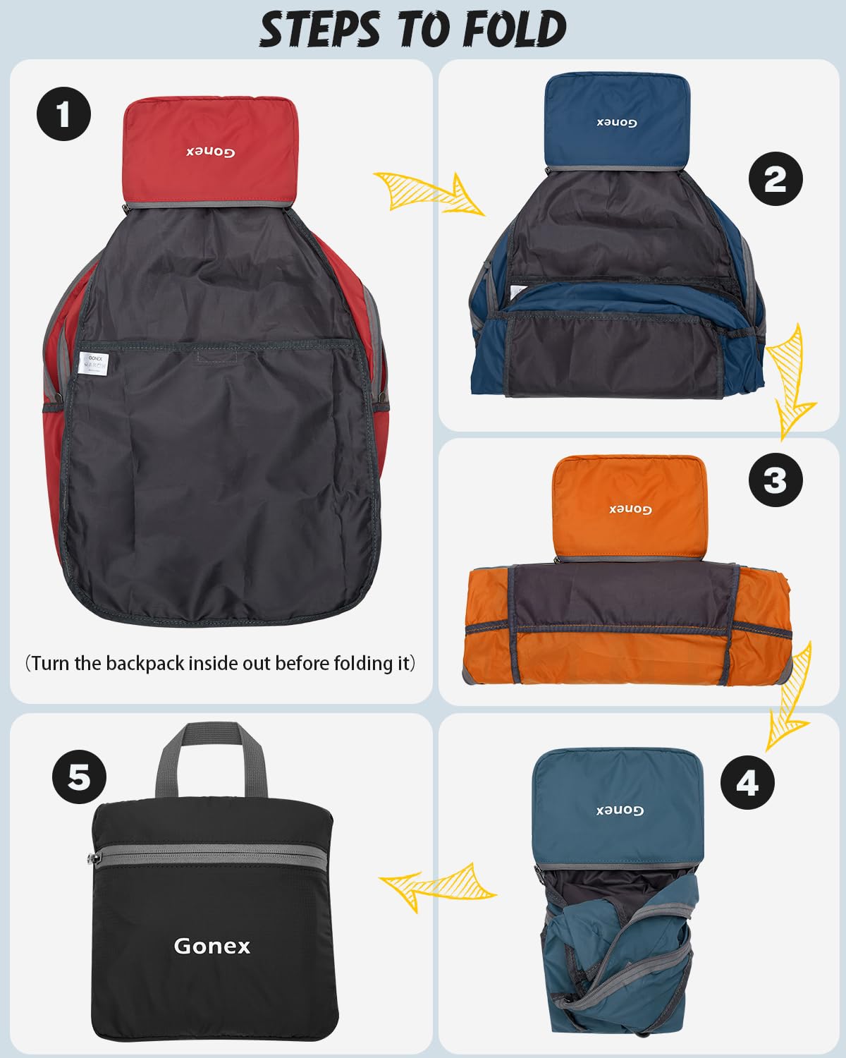 Foto 6 pulgar | Mochila Gonex Ultraligera, Plegable, Impermeable, 30 L, Roja - Venta Internacional.