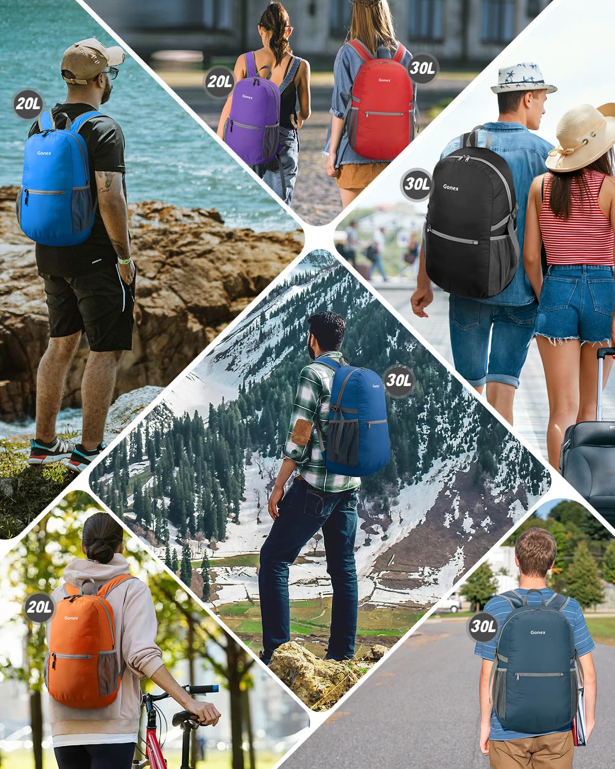 Foto 7 | Mochila Gonex Ultraligera, Plegable, Impermeable, 30 L, Roja - Venta Internacional.