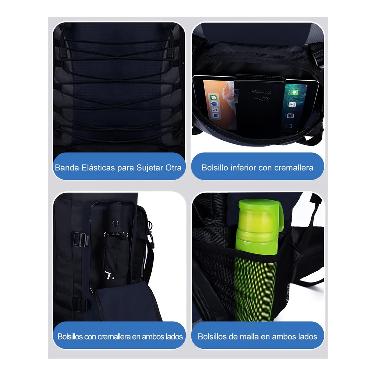 Foto 4 pulgar | Mochila Senderismo 90l Para Viaje Impermeable Eo Safe Imports Esi-19646 Azul
