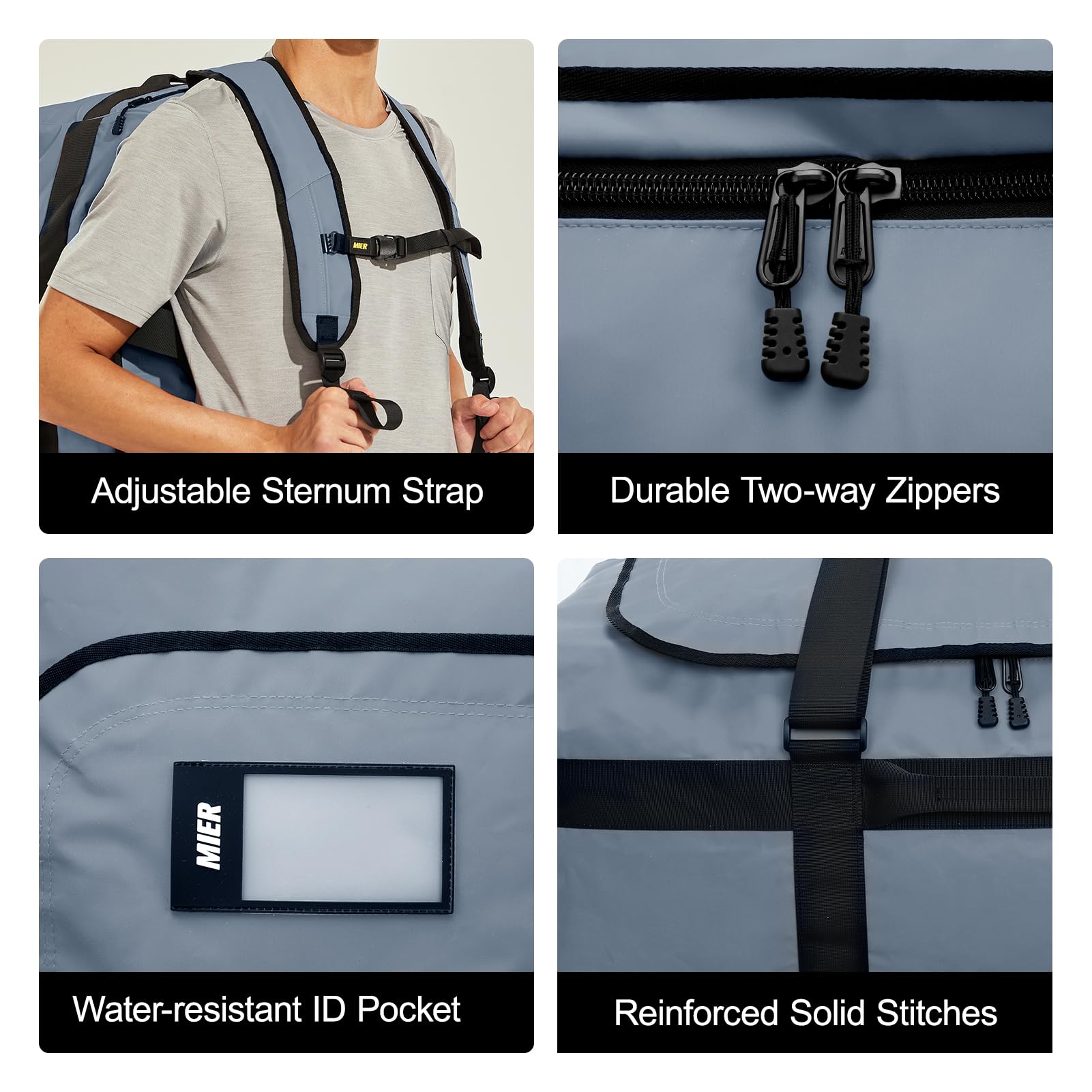 Foto 5 pulgar | Mochila Duffle Mier 60 L Resistente Al Agua Para Gimnasio, Deportes Y Viajes - Venta Internacional.