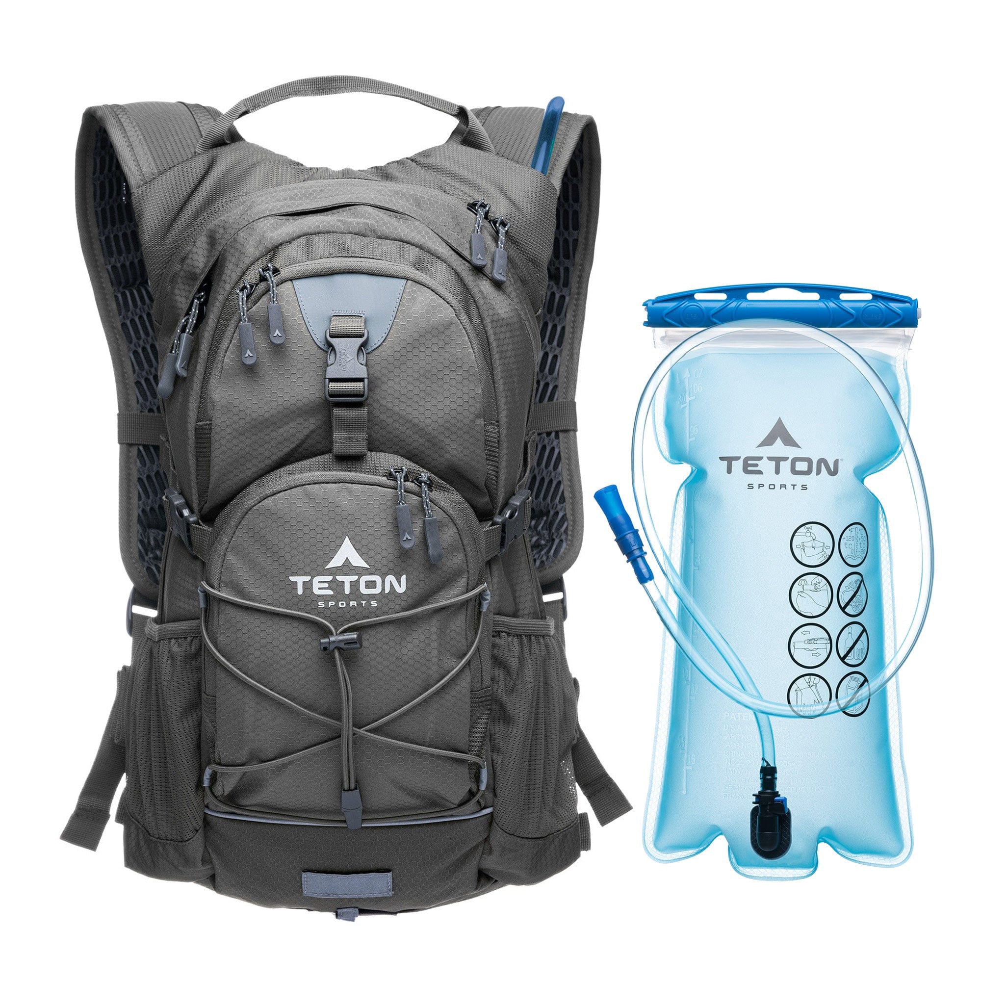 Mochila De Hidratación Oasis 22l Con Bolsa De Agua De 3l Gris Teton
