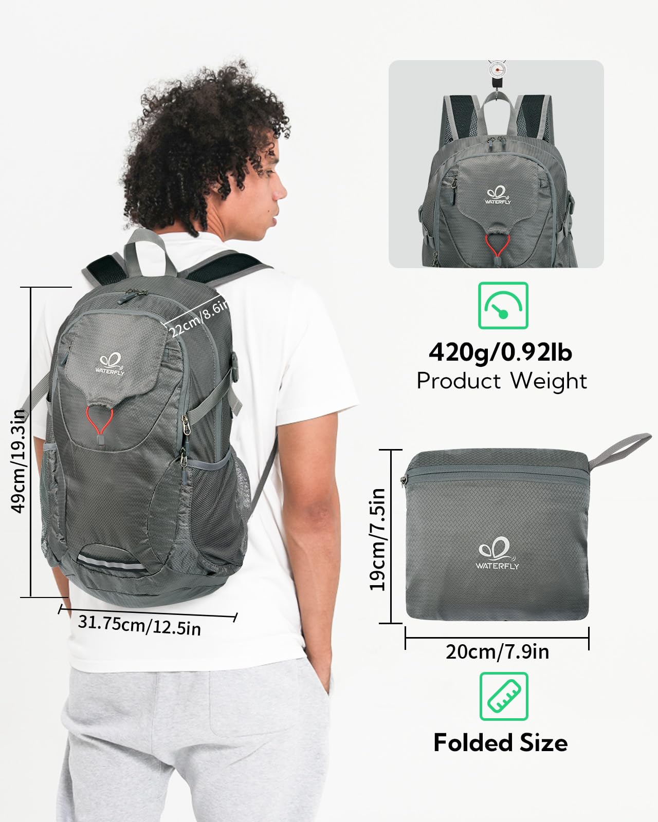 Foto 3 pulgar | Mochila De Senderismo Waterfly Ligera De 30 Litros Para Acampar Y Viajar - Venta Internacional.