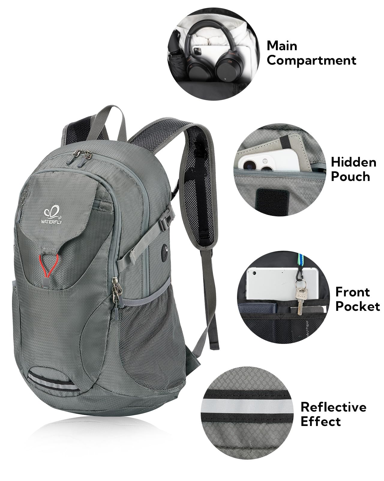 Foto 4 pulgar | Mochila De Senderismo Waterfly Ligera De 30 Litros Para Acampar Y Viajar - Venta Internacional.