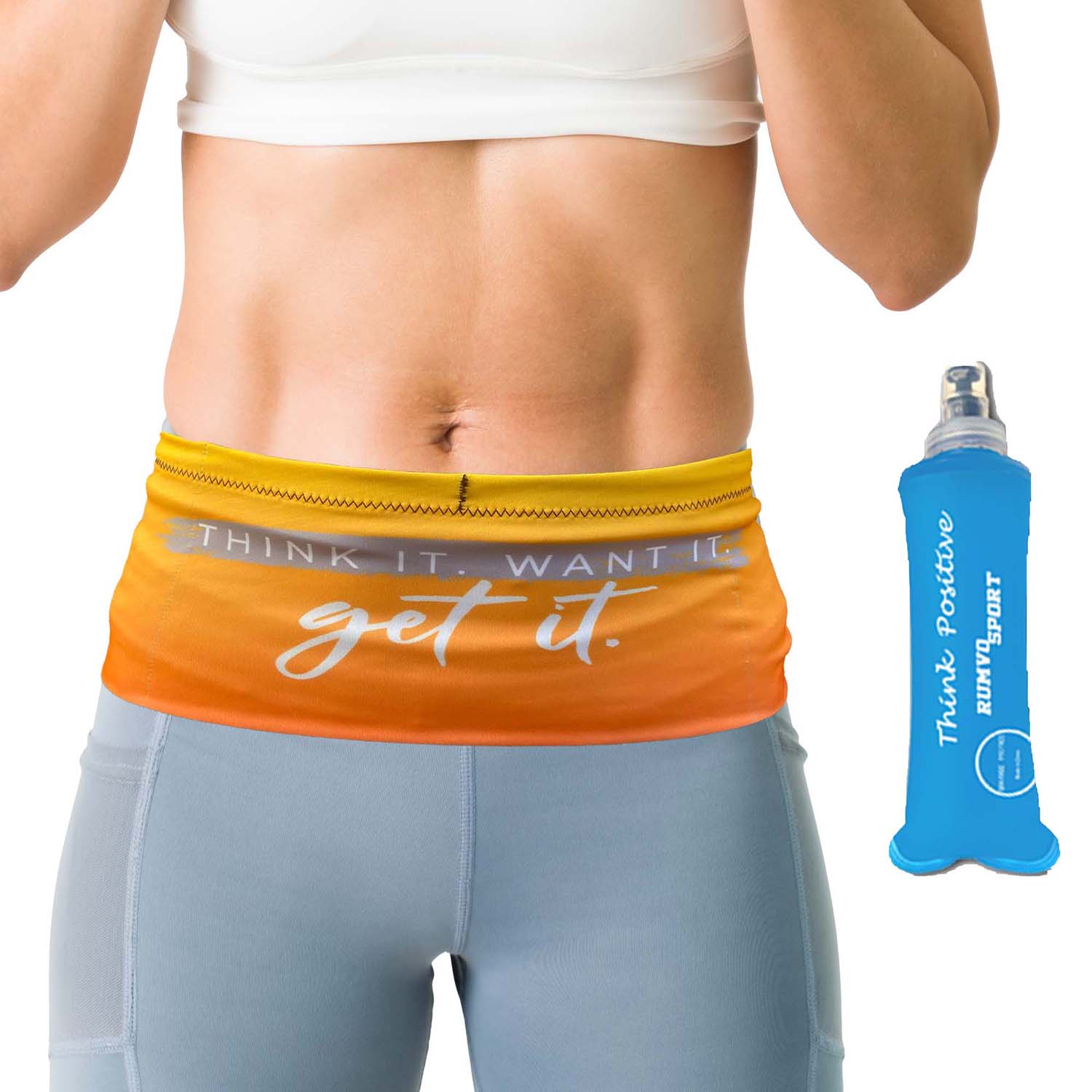 Foto 3 pulgar | Cangurera Deportiva RUMVO color Naranja con Botella Flexible de Agua Reversible M Unisex