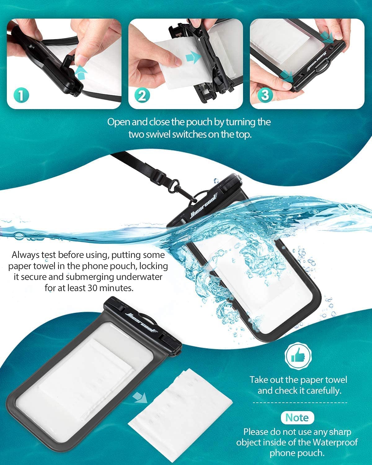 Foto 6 pulgar | Funda Impermeable Para Teléfono Hiearcool, Bolsa Seca Universal, Paquete De 2 - Venta Internacional.