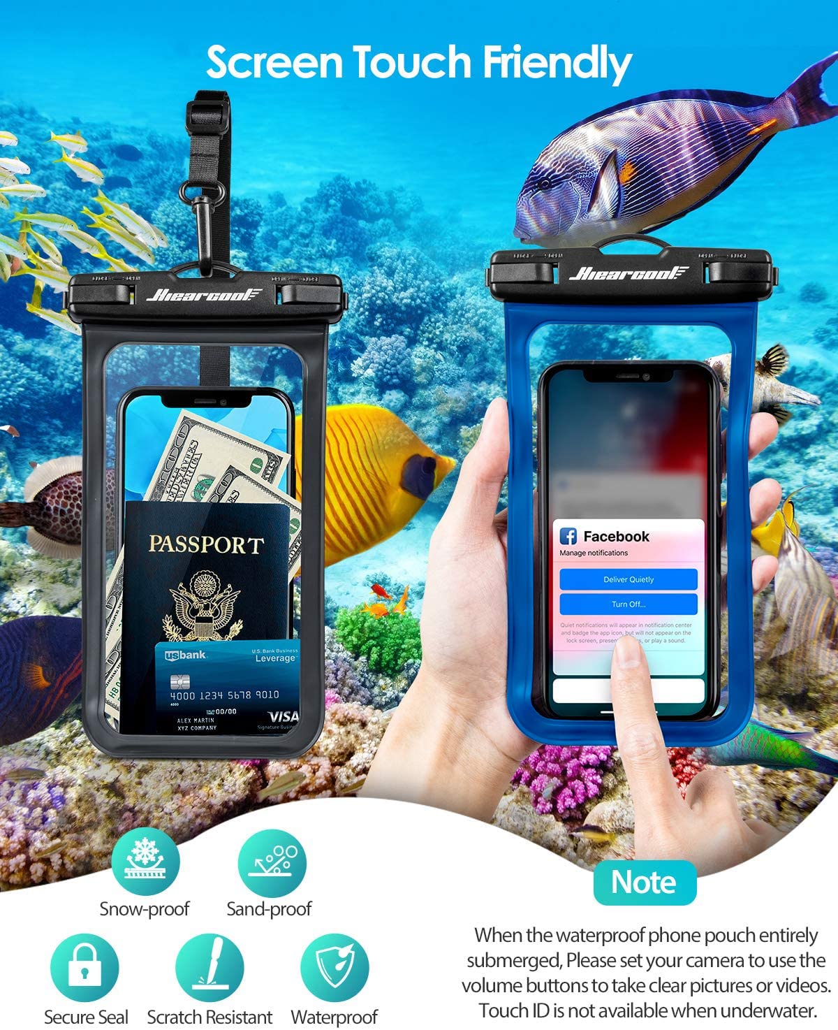 Foto 7 pulgar | Funda Impermeable Para Teléfono Hiearcool, Bolsa Seca Universal, Paquete De 2 - Venta Internacional.