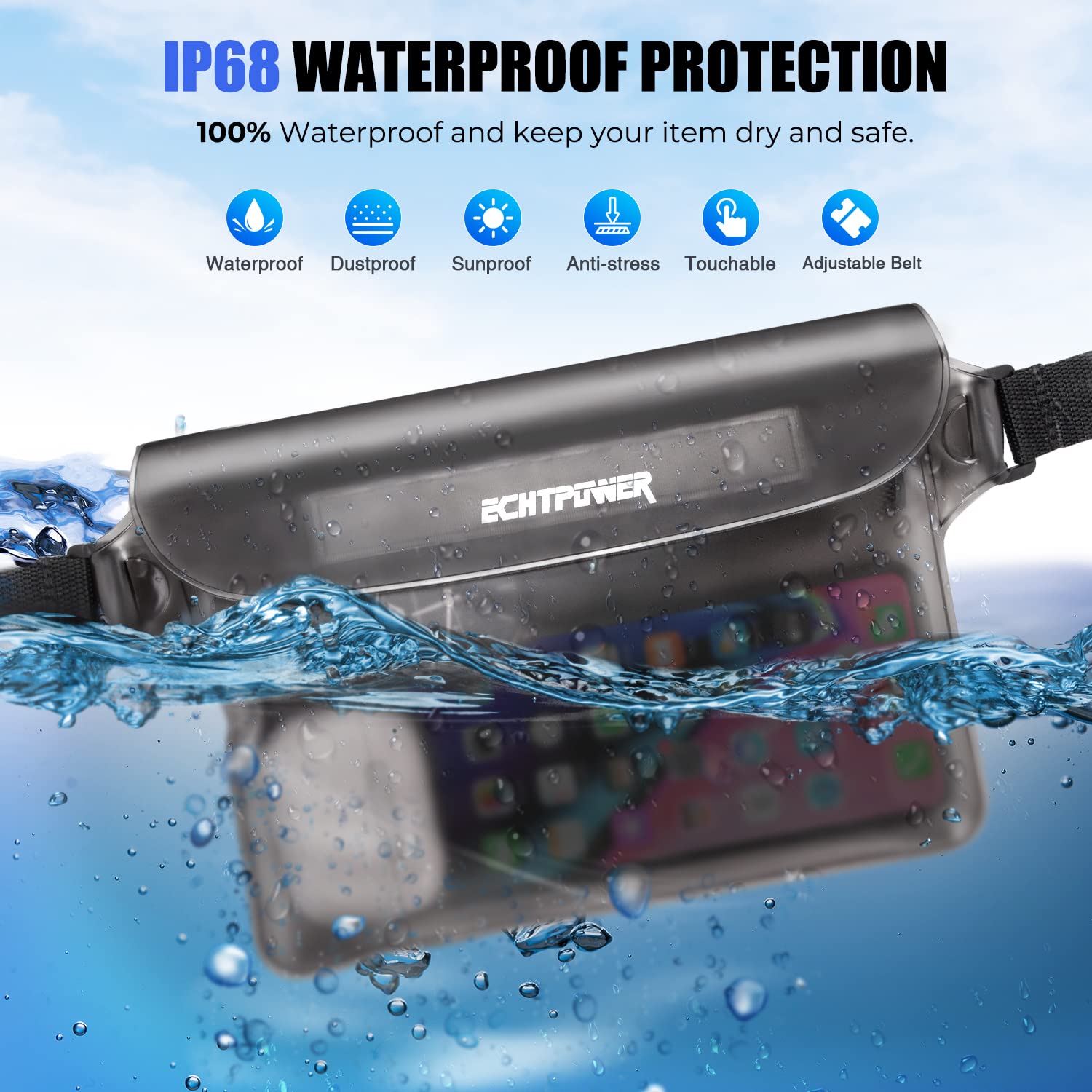 Foto 3 pulgar | Paquete De 2 Bolsas Impermeables Echtpower Con Correa De Cintura Ajustable - Venta Internacional.