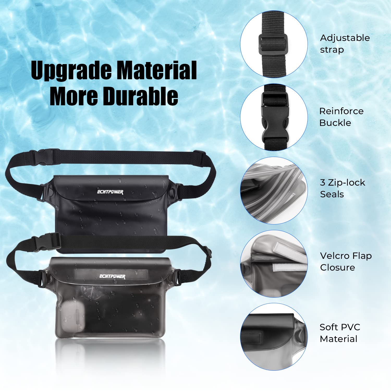 Foto 6 | Paquete De 2 Bolsas Impermeables Echtpower Con Correa De Cintura Ajustable - Venta Internacional.