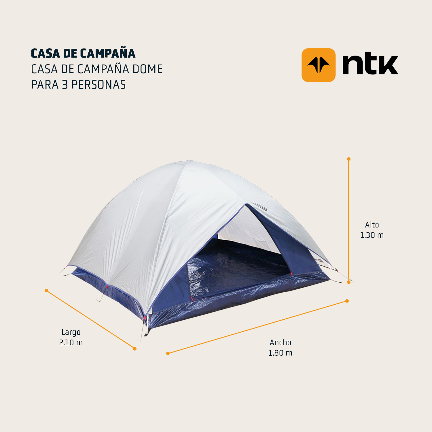 Foto 7 | Casa De Campaña Ntk Dome Tienda NTK para 3 Personas Azul