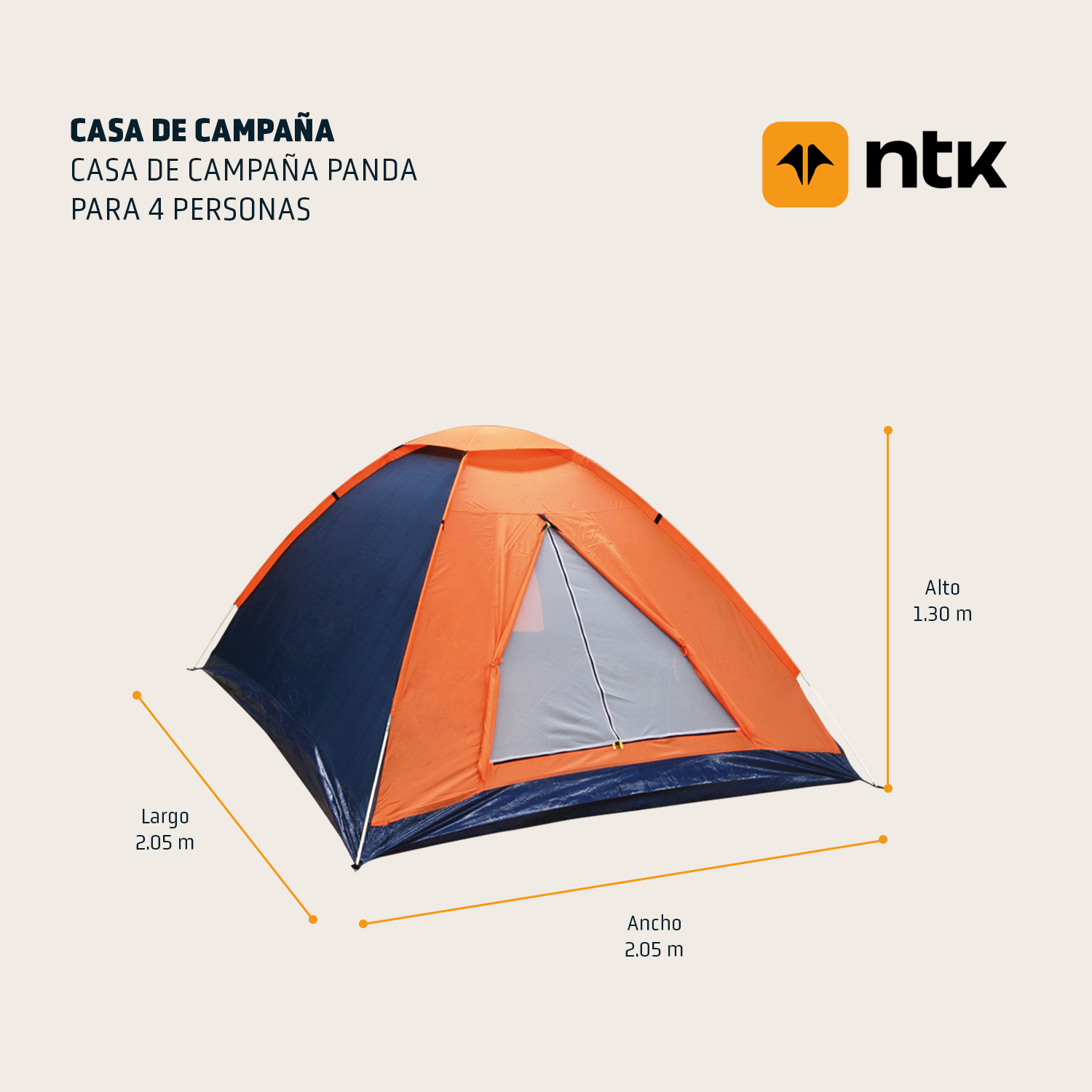 Foto 3 pulgar | Casa de Campaña NTK NTK-HC-PND-NB4 Multicolor 4 Personas