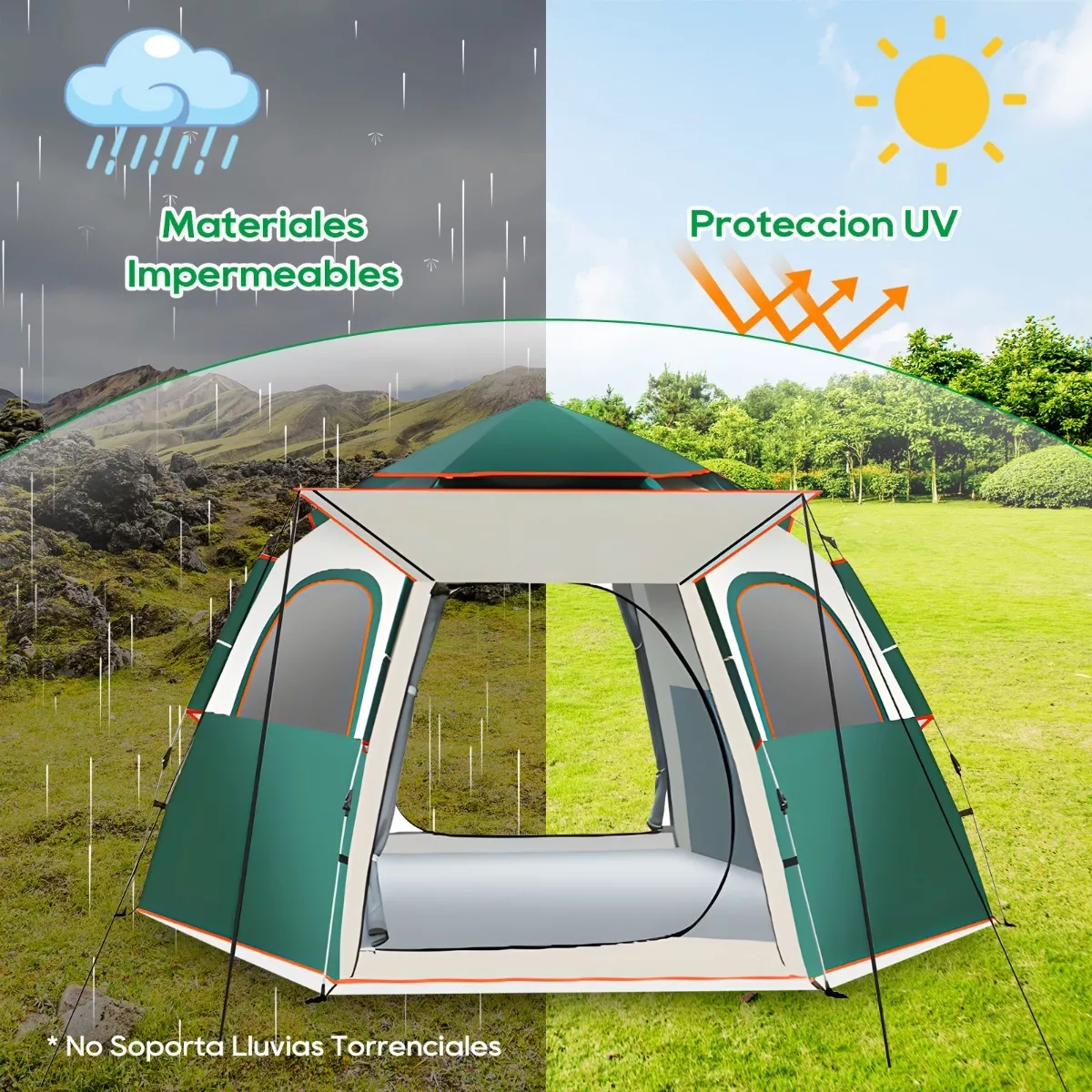 Foto 4 pulgar | Casa de Campaña Automática Eo Safe Imports Esi-6838 Multicolor para 4 Personas