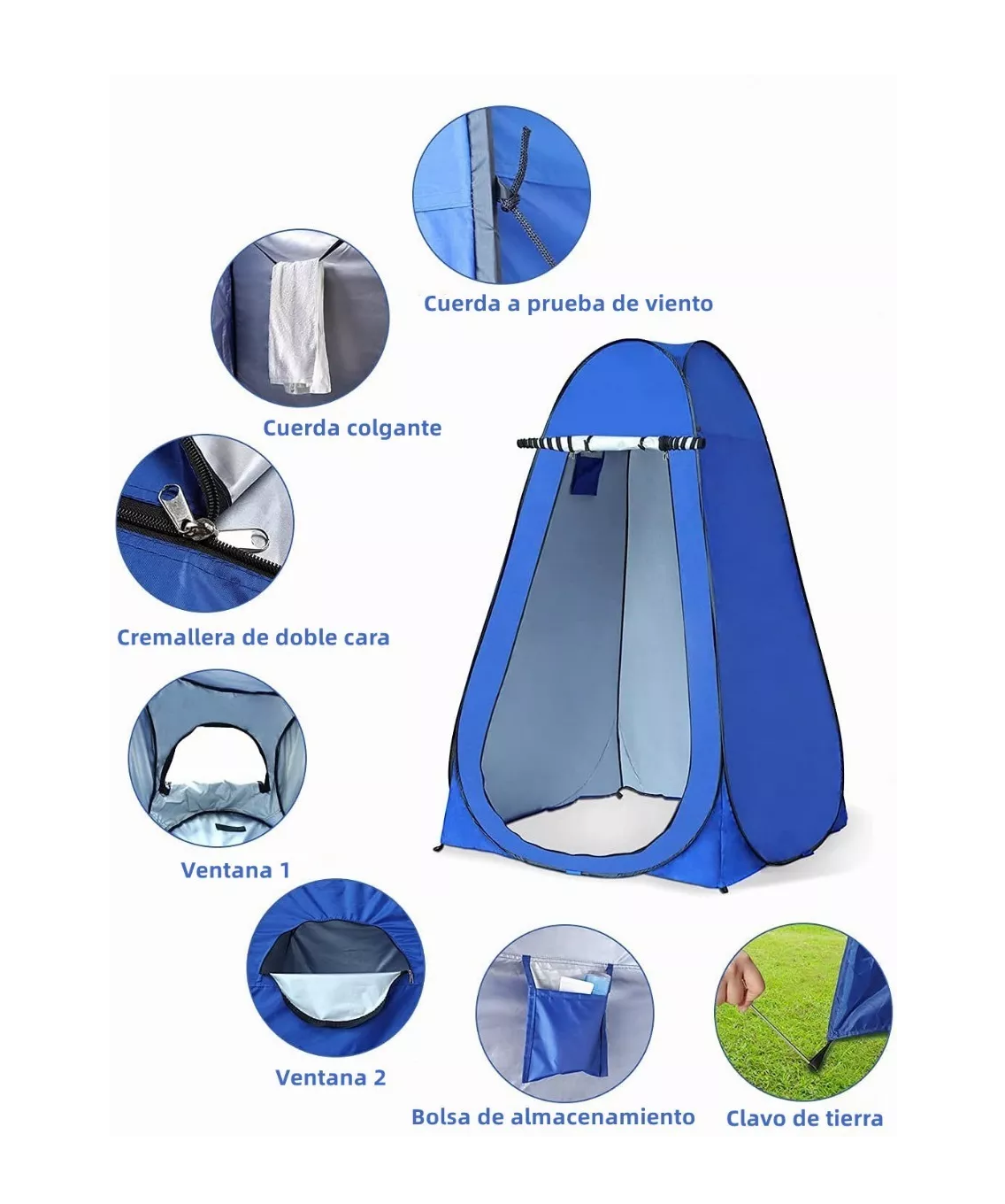 Foto 5 pulgar | Tienda Campaña BELUG Ducha Portátil/Vestidor Cambiador/Baño Azul Rey