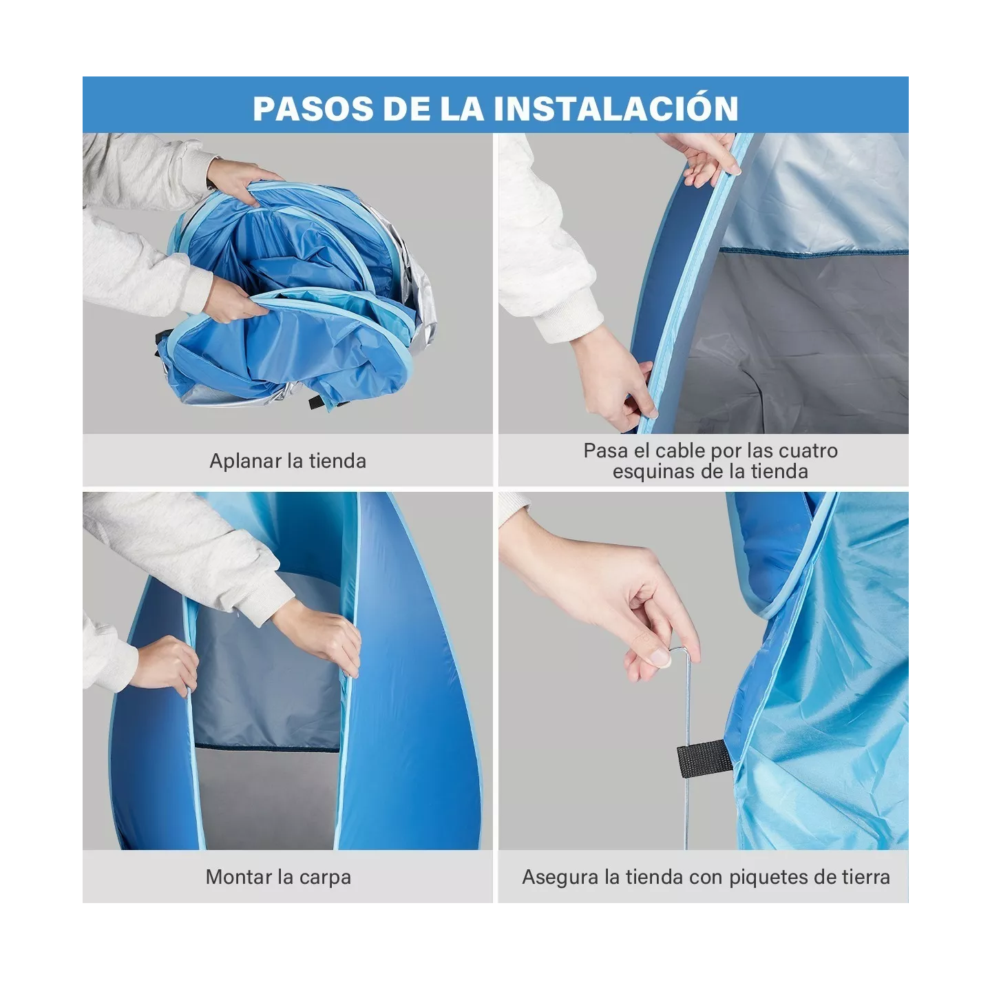 Foto 5 pulgar | Tienda De Campaña Impermeable Portátil Para 2-3 Personas Azul