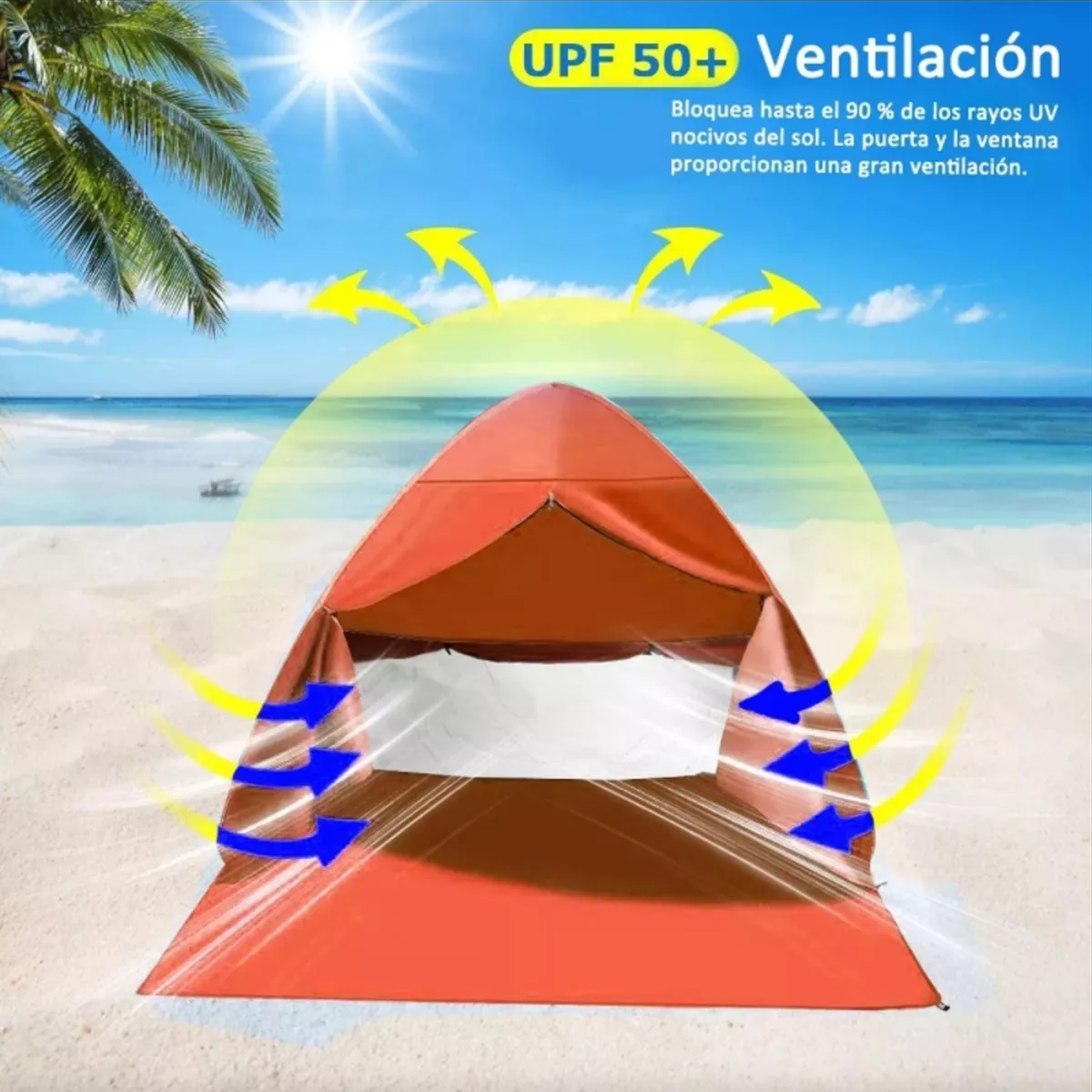 Foto 4 pulgar | Tienda Carpa Refugio Para Playa Cámping Viaje Al Aire Libre Eo Safe Imports Esi-13865 Naranja
