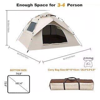Foto 4 | Tienda De Campaña Impermeable - 4-5 Personas Casa De Acampar Eo Safe Imports Esi-13851 Blanco
