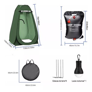 Foto 2 | Tiendas De Campaña Vestidor Portatil+luz Y Bolsa De Ducha Eo Safe Imports Esi-14807 Verde