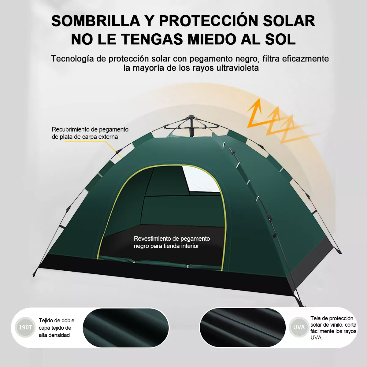 Foto 3 pulgar | Tienda de Campaña Impermeable 200x140cm para 2-3 Personas Eo Safe Imports Esi-14781  Verde