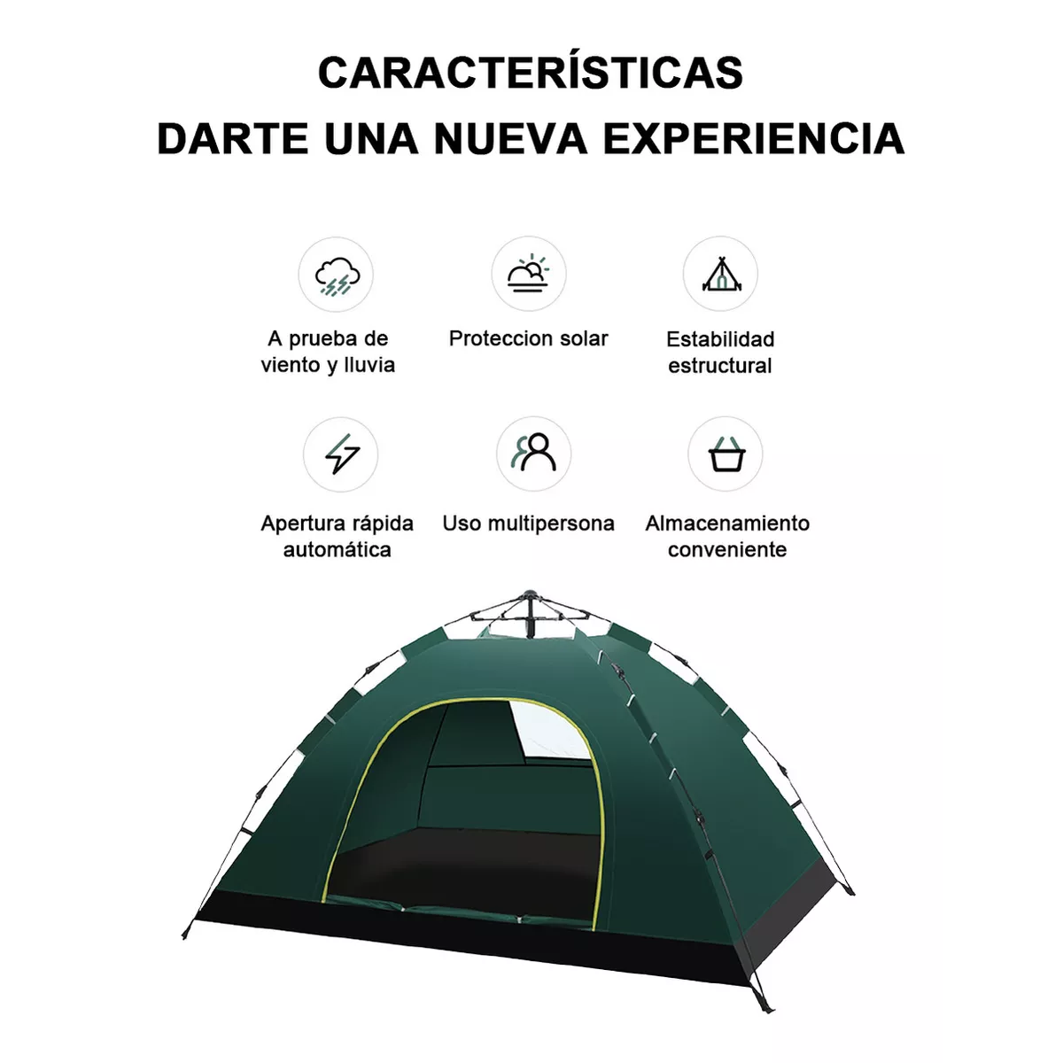 Foto 4 pulgar | Tienda de Campaña Impermeable 200x140cm para 2-3 Personas Eo Safe Imports Esi-14781  Verde