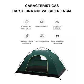 Foto 3 | Tienda de Campaña Impermeable 200x140cm para 2-3 Personas Eo Safe Imports Esi-14781 Verde