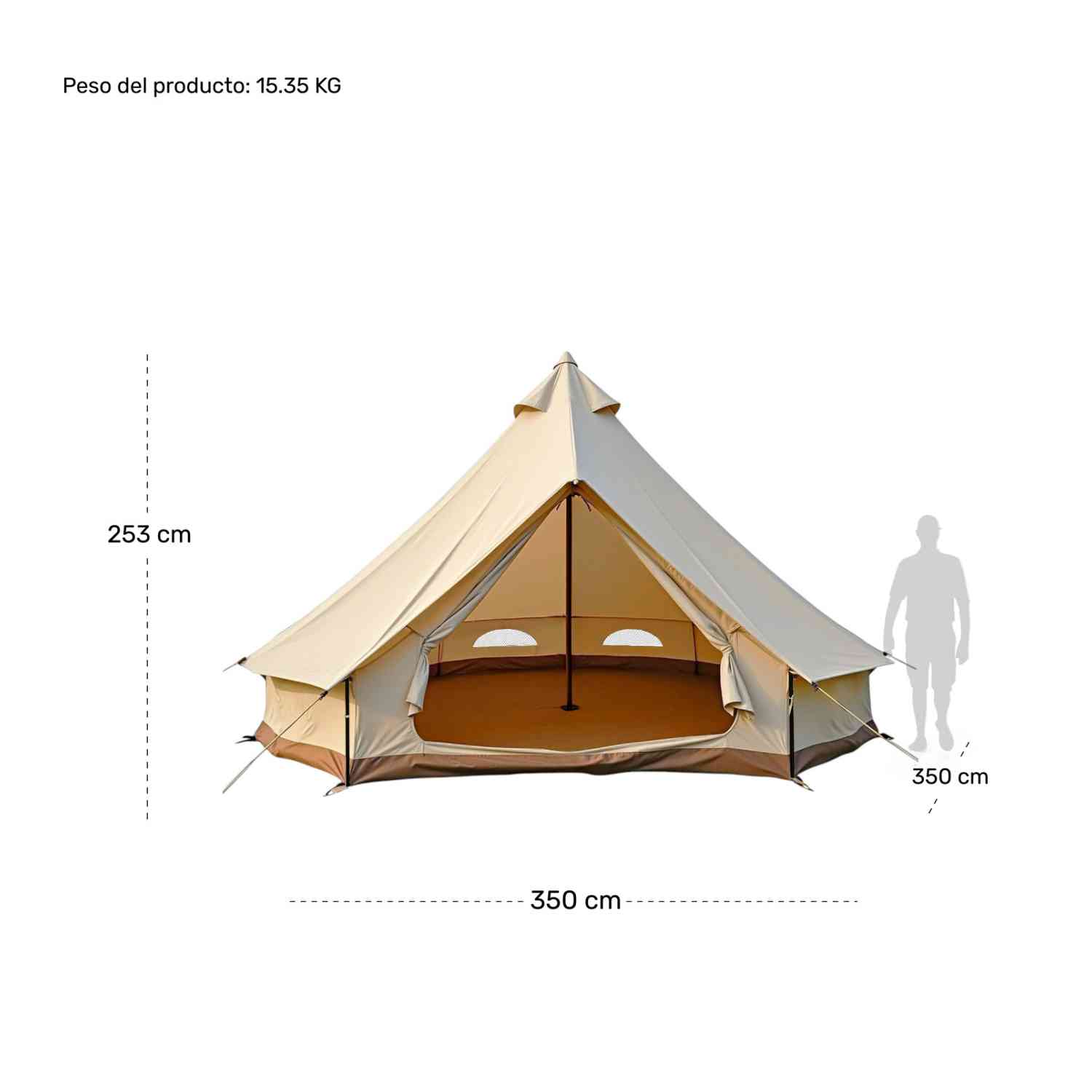 Foto 7 pulgar | Tienda Campaña Glamping 3.5 M 8 Personas Algodon Impermeable