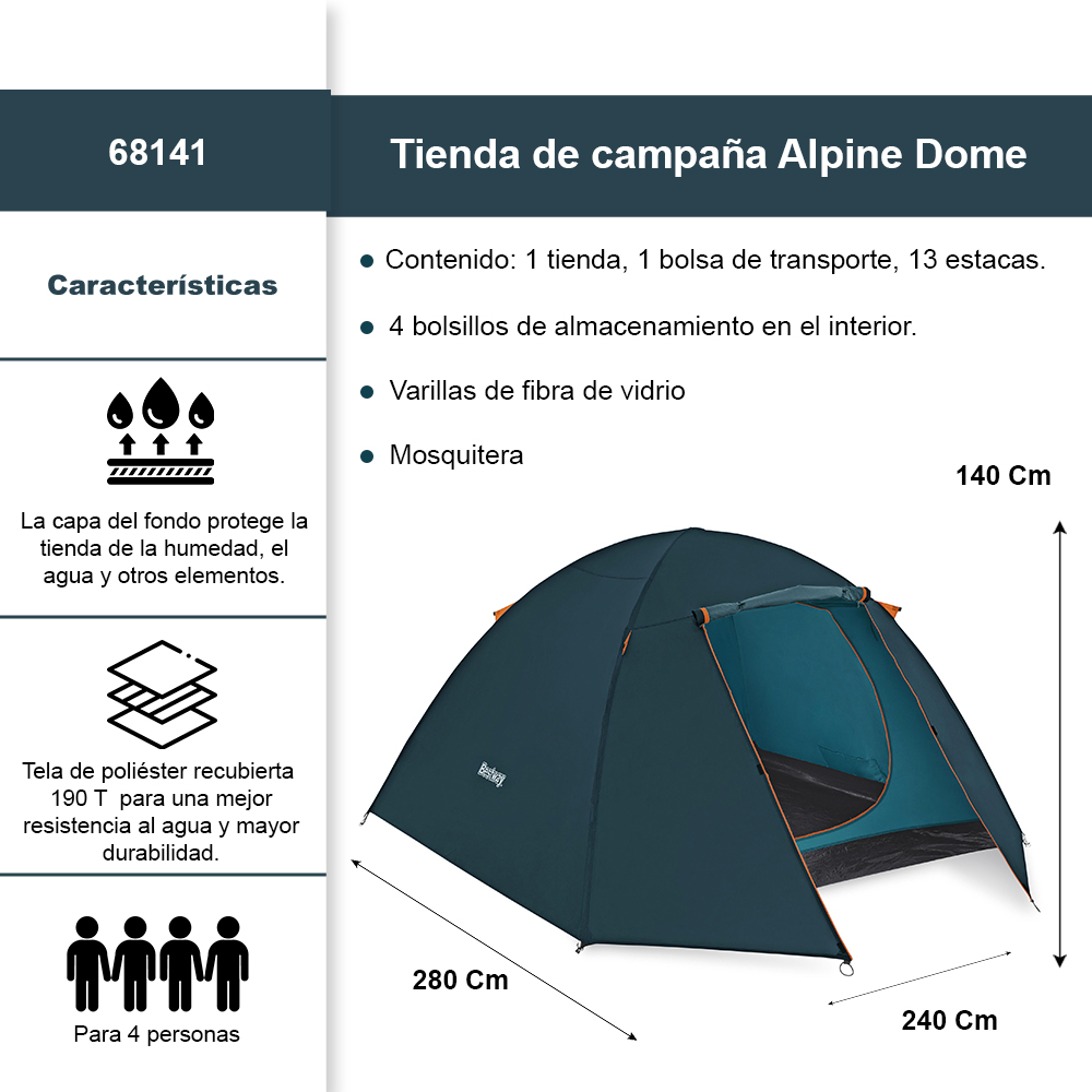 Foto 2 | Tienda de Campaña Bestway para 4 Personas