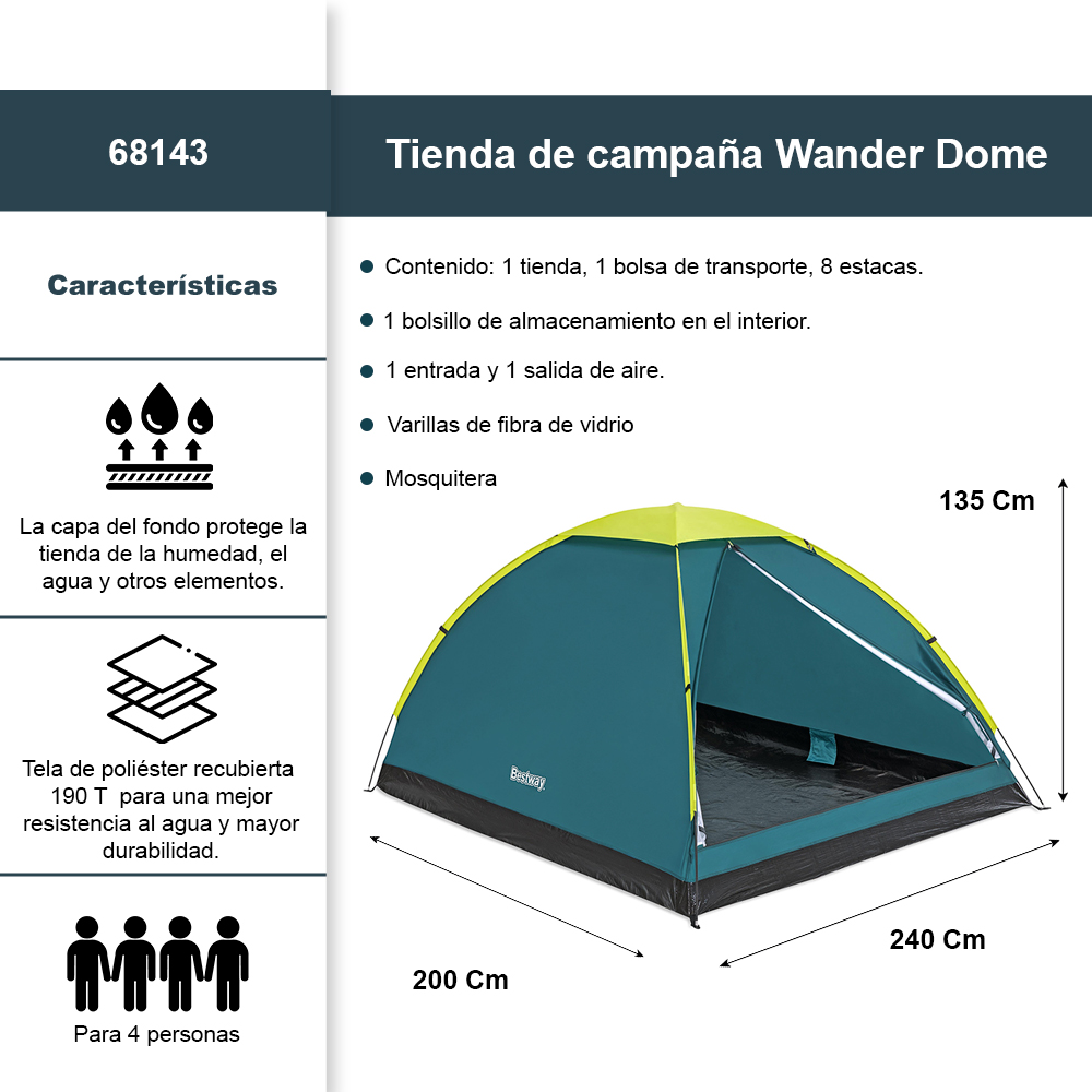 Foto 2 | Tienda de Campaña Bestway para 4 Personas