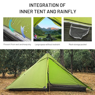 Foto 4 | Carpa De Senderismo Lanshan 1 Pro Ultraligera Para 1 Persona, Impermeable, Verde - Venta Internacional.